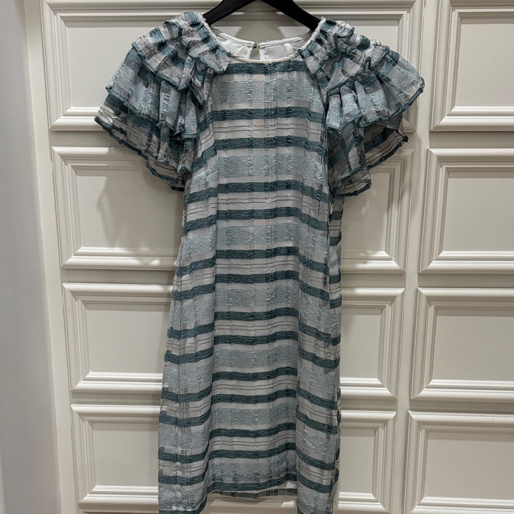 Elliatt plaid gingham Ruffle Sleeve Dress green white
